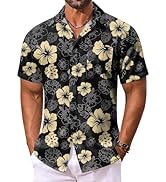 COOFANDY Men's Hawaiian Shirt Short Sleeve Floral Button Down Shirts Tropical Vacation Beach Shir...