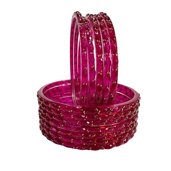 Women’s Glass Bangles Set | Raindrop Design Glossy Finish Traditional Wedding & Festival Bangles