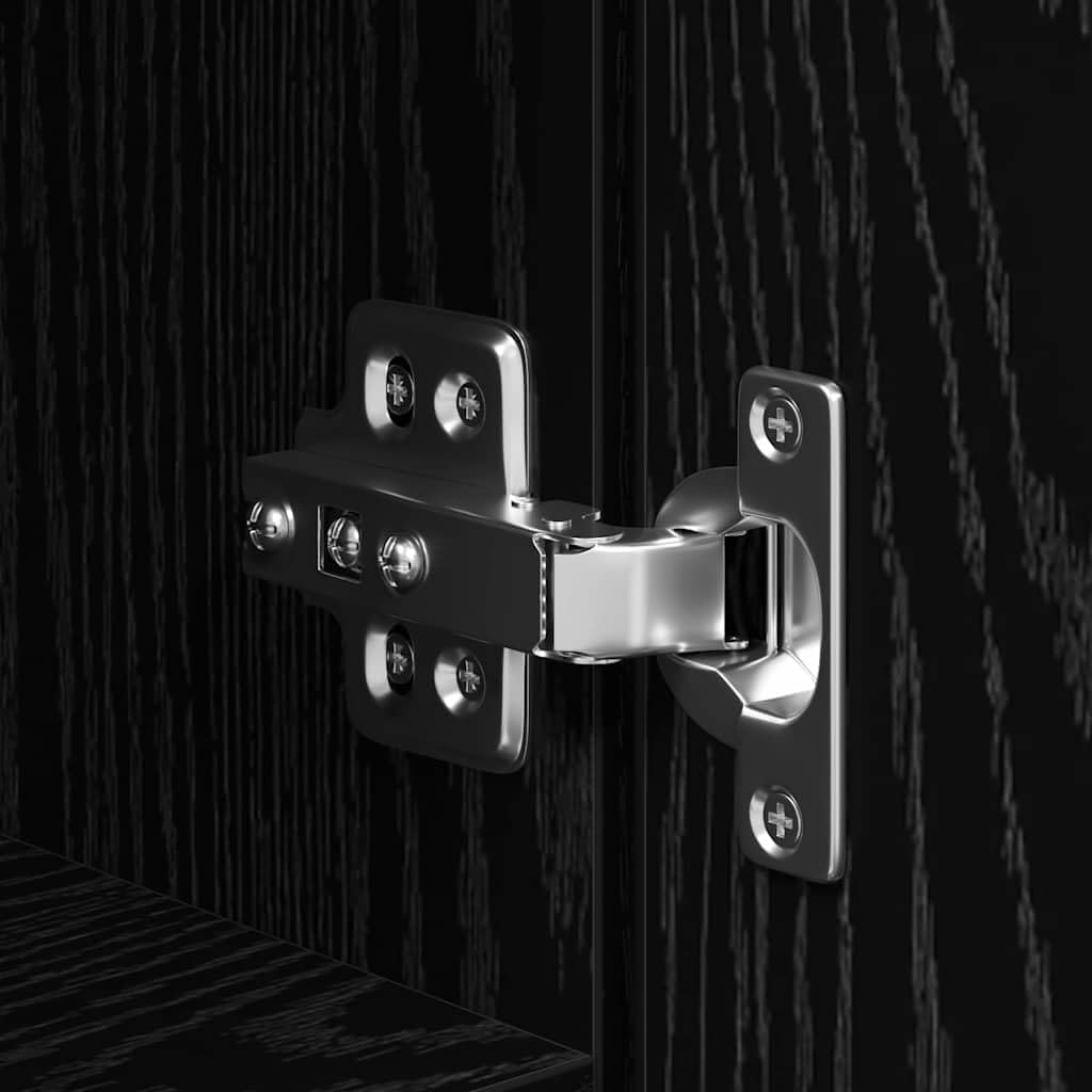 vidaXL Aparador Alto Roble Negro 40 x 42,5 x 185 cm, Alto Mueble Rectangular, Unidad Moderna de Almacenamiento, Gran Armario Interior con estanterías Verticales