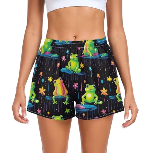 UMIRIKO Women's Running Shorts Cute Frog Women's Athletic Shorts with Pockets XL 202a6185