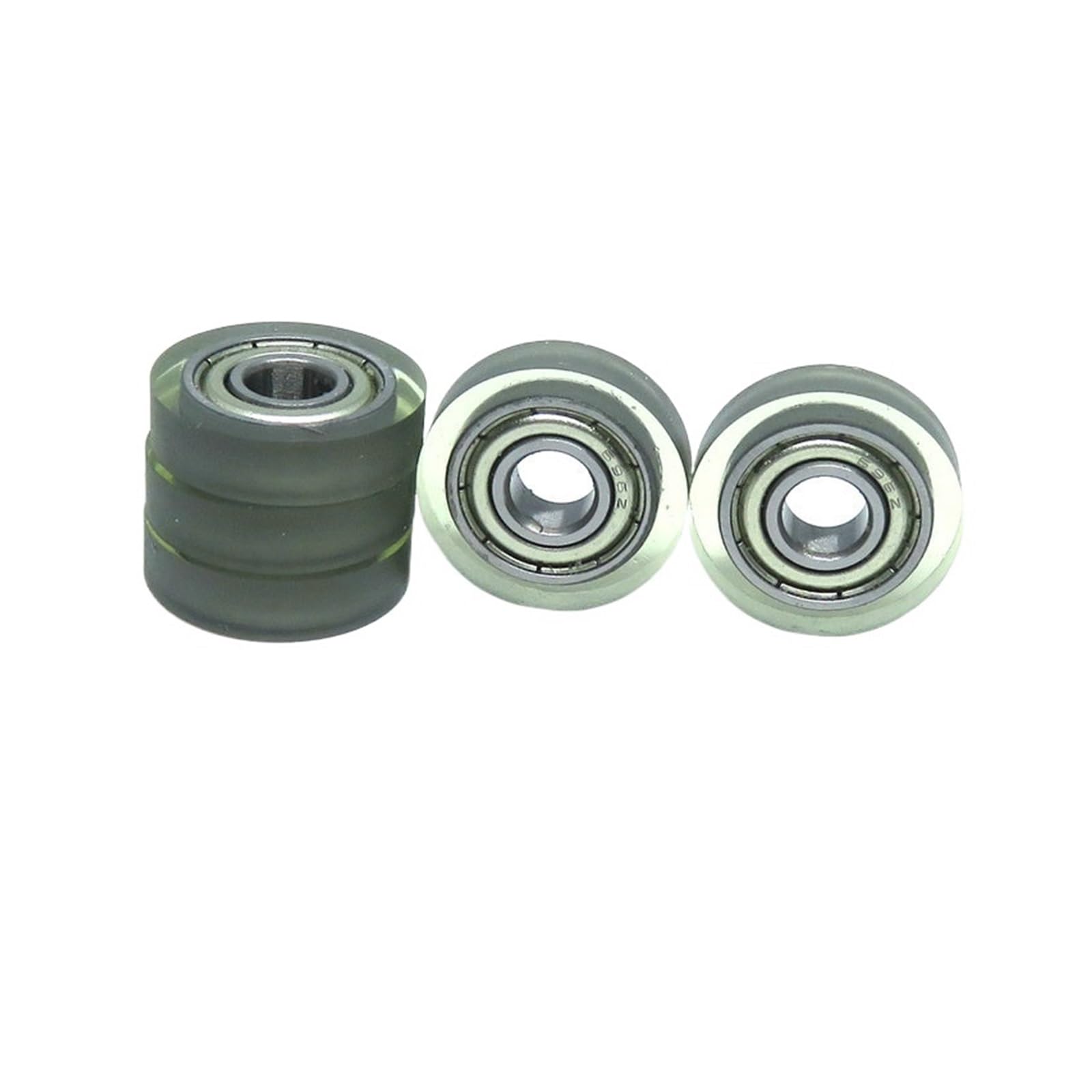NOBIRTBSA 5 Pieces 19mm Outer Diameter PU Coated Rollers with 696Z Bearings PU69619-5 6x19x5 mm Polyurethane Covered Rubber Bearing Wheels 6 * 19 * 5