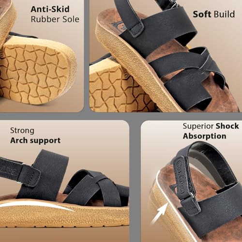 Image of Men Comfort Back Strap Sandals - Adjustable Slingback Flat Sandals with Cushioned Footbed, Lightweight Sole, Casual Everyday Wear Supportive Slip-On Style