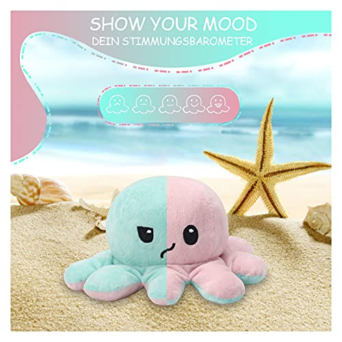 Reversible Octopus Soft Toys, doppelseitiges Flip Octopus Plüschtier,niedliche Mini Octopus StimmungsKuscheltiere Puppe… – Bild 6