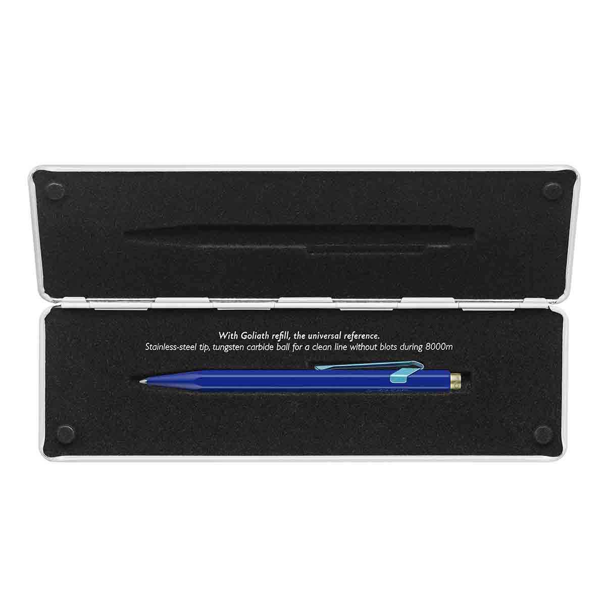 Stylo Bureau Design Stylo Caran D'Ache 849 Metal Range - Bille Pointe Moyenne Bleu Saphir - Swiss Made Stylo 849 Métal Bleu Saphir Caran Dache