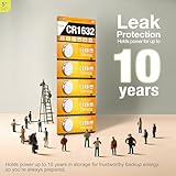 5Plus Group 5 Pcs CR1632 CR 1632 DL1632 LM1632 3V Lithium Battery Mercury free Long Life Strong Power 3 Volt Lithium Flat Batteries for electronic devices Watch household items car remote key - Image 3