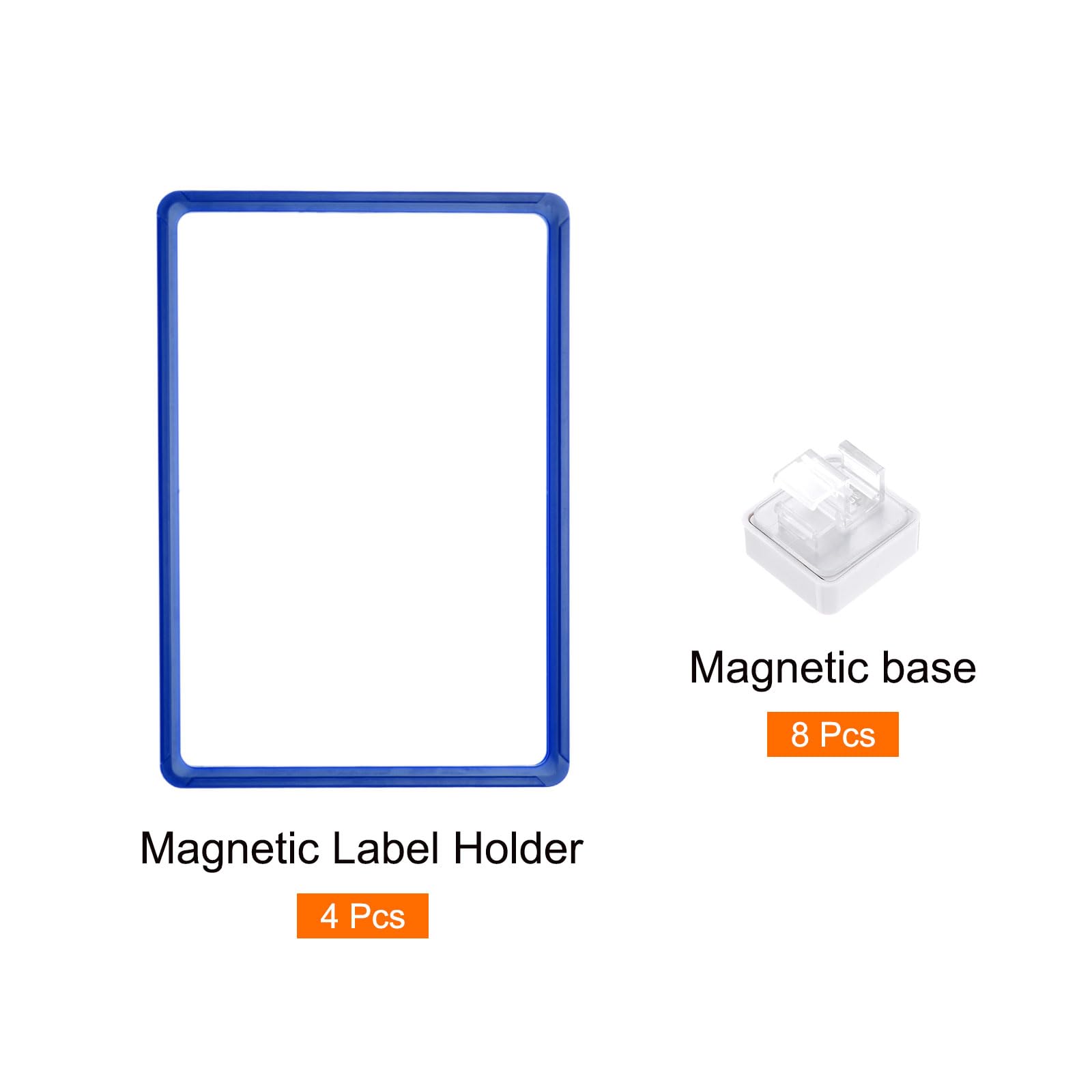 QUARKZMAN 4pz Porta Etichette Magnetiche Plastica per Scaffali Metallo Blu.