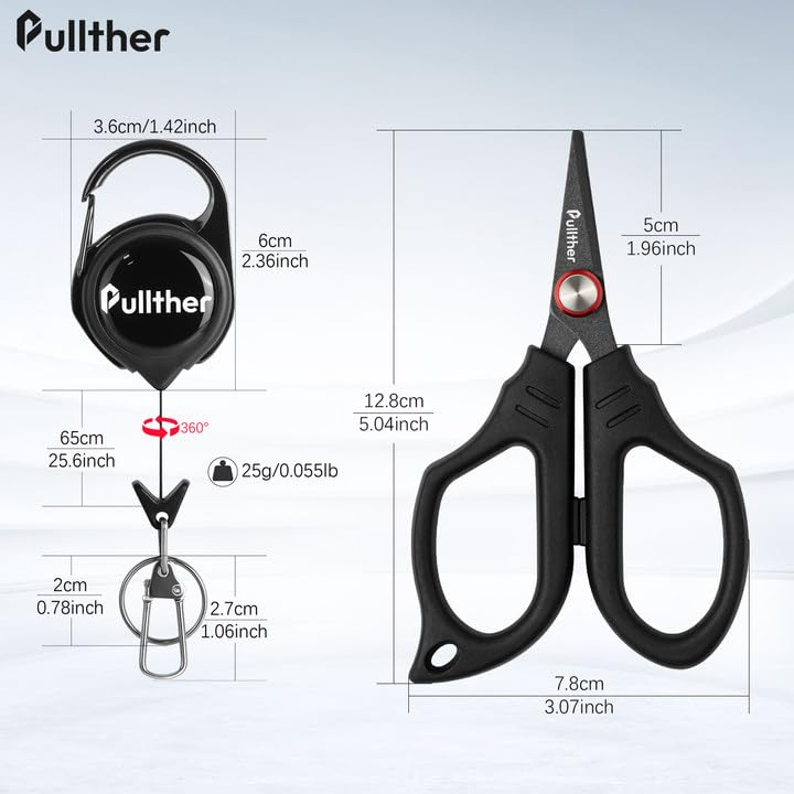 Pullther fishing scissors for braided line,Cutter Stainless Steel with Teflon Coated Fishing,fishing line cutter,fishing accessories for saltwater and Freshwater