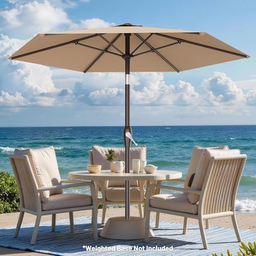 AreShark 7.5FT Patio Umbrella Table Market Umbrella w/Tilt and Crank, Heavy-Duty Outdoor Umbrellas for Pool, Deck, Garden and Backyard, Beige image 4