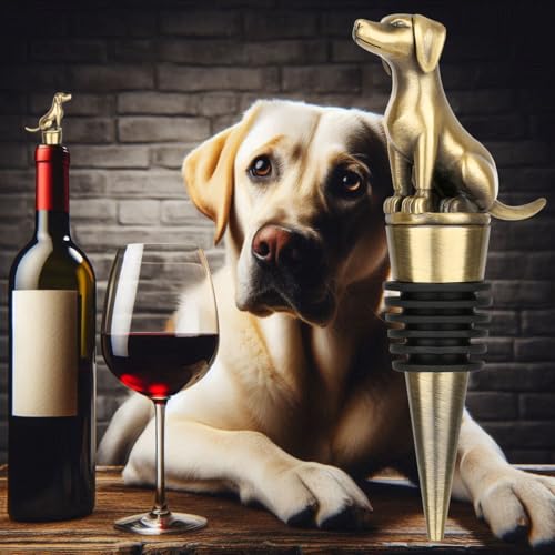LULLEA Labrador Weinflaschenverschluss, Weingeschenke, Labrador Geschenke, Geburtstagsgeschenke für Männer Frauen Hundeliebhaber, Weinverschluss für Wein Champagner, Weinzubehör, Bronze