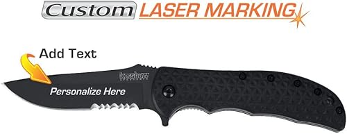 Miniatura 2 de Kershaw Cuchillo de Volt II grabado con láser personalizado 3650CKTST mango negro con hoja de borde dentado negro