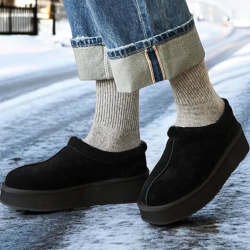 Image of 92% Merino Wool Socks Rib-Knit Home Natural, Made in Mongolia