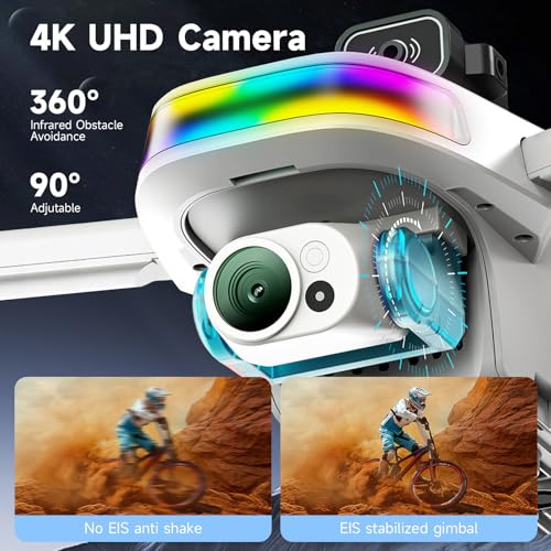 HZMOFTJ Drones With Dual Camera For Adults 4k,Gps Drone With Screen On Controller,Electric Adjustable Camera 90 °,Auto Return,Obstacle Sensing,Ai Track&Orbit Mode,50 Mins Flight,2 Battery ,For Beginner Toy Gifts — view 3