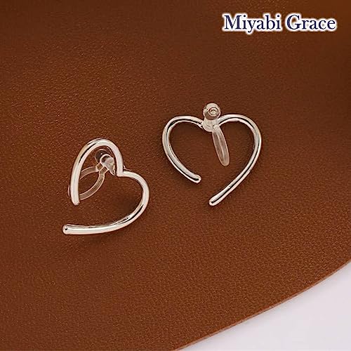 Invisible Clip On Earrings For Women Silver Large Open Heart Clip On Earrings Comfortable Non Pierced Earrings3