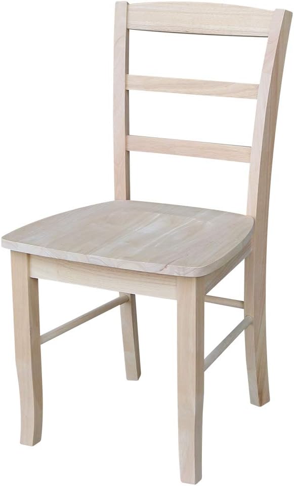 International Concepts Madrid Dining Chairs, Solid Parawood, Unfinished (Set of 2)
