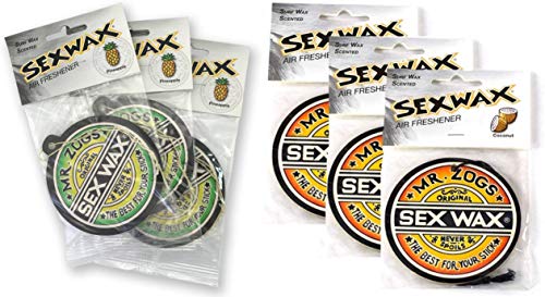 Image of Sex Wax Air Fresheners 6-Pack (3 X's Coconut Scent & 3 X's Pineapple Scent)
