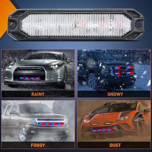 Image of Nilight 6LED Emergency Strobe Lights 4PCS Ultra Slim Surface Mount Hazard Caution Light bar 12-24V Sync Feature Warning Flashing Light kit for Truck Car Vehicle ATV SUV UTV Red and Blue