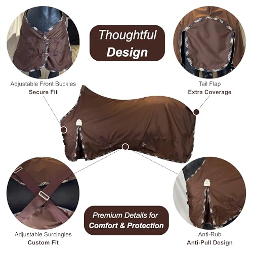 Image of BARN & STABLE 600D Ripstop Lightweight Horse Turnout Sheet No Fill,Water-Resistant & Breathable Horse Blanket for Spring and Mild Weather, with Anti-Rub Fleece Withers