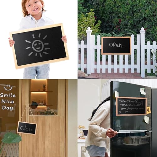 NCCHDZSW Kreidetafel mit Holzrahmen Sets 2 Pcs 20 x 30 Schiefertafel zum Beschriften mit 4 Kreiden und 1 Schwammradierer, Kreidetafel zum Beschriften Blackboard für Buffet Hochzeit Party Schule