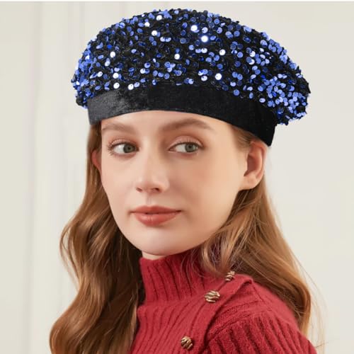 Gorro Boina con Lentejuelas Brillantes para Mujer miniatura 2