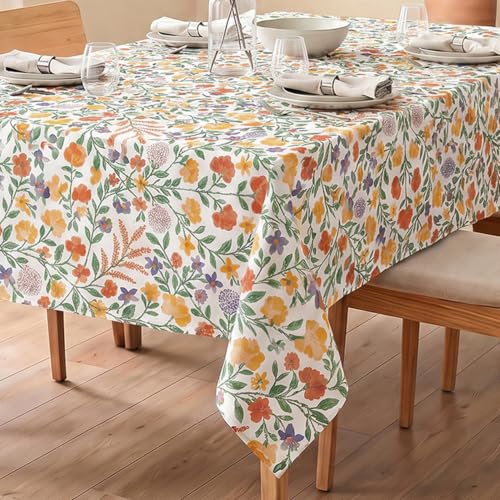 Image of Urban Space 100% Cotton Dining Table Cover for 6 Seater, Printed Cotton Table Cloth for Center Table, 48 inch X 92 inch (Vasant, 6 Seater)