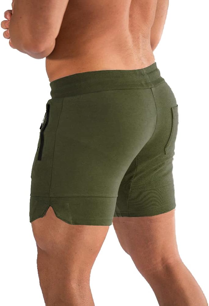 PIDOGYM Men's 5" Gym Workout Shorts,Fitted Jogging Short Pants for Bodybuilding Running Training with Zipper Pockets - Image 2