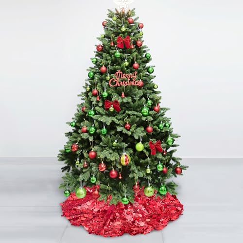 Red Tree Skirt 24 Inches Sequin Christmas Tree Skirts Mini Sparkly Tree Skirt for Small Tabletop Xmas Trees New Year Party Decoration by SoarDream - Used condition - Image 7