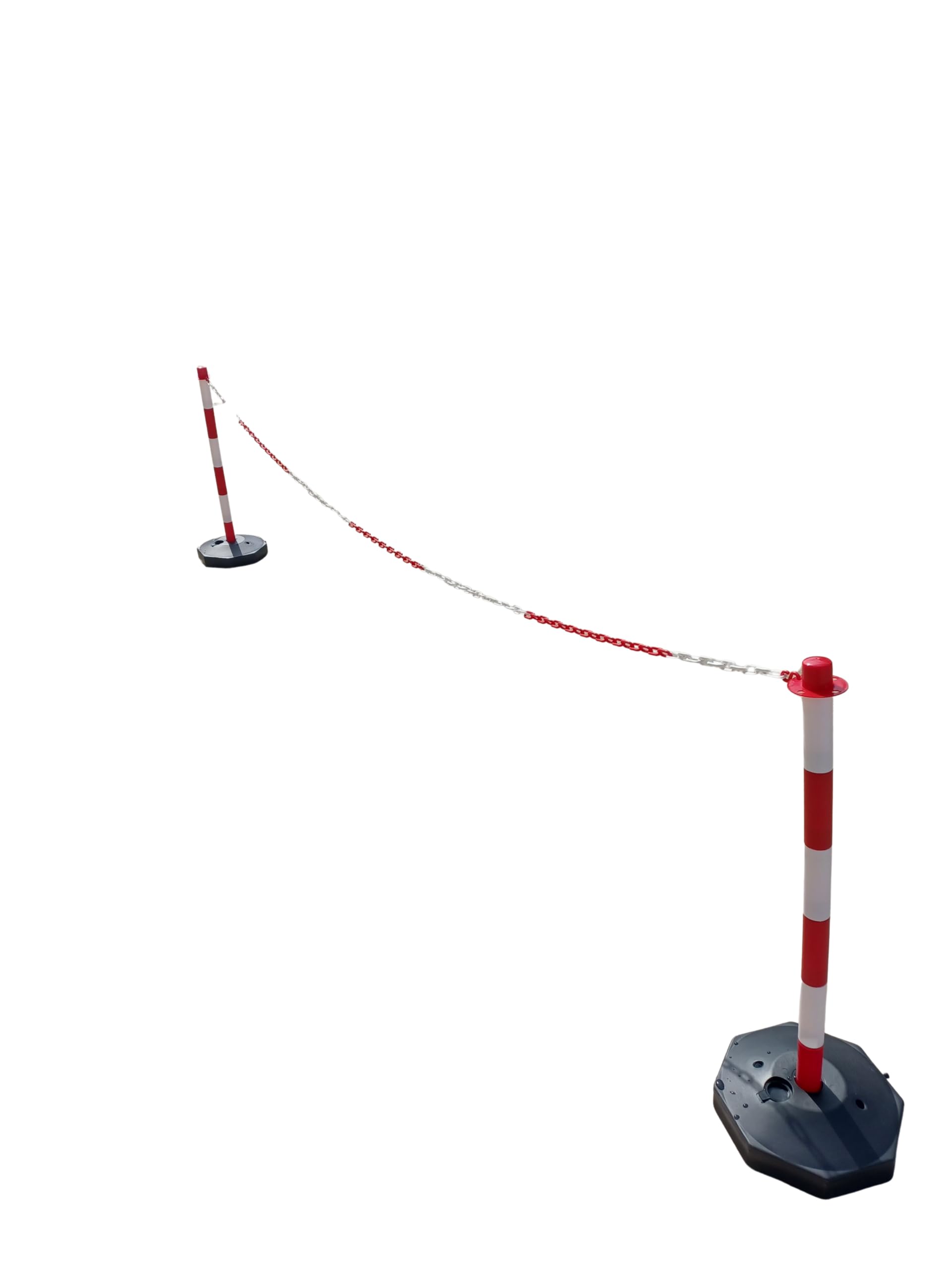 Coppia di Dissuasori di Plastica con Catena Plastica (Rosso Bianco, 3 m)