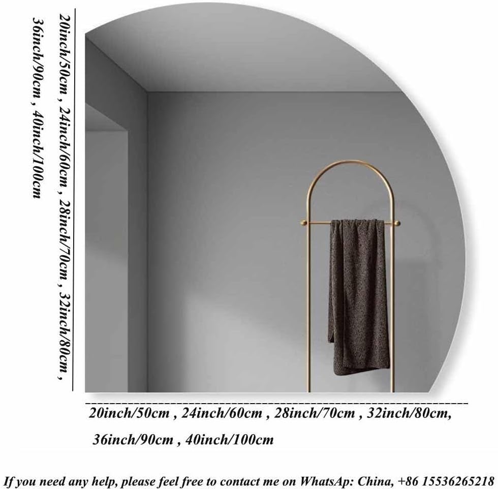 Half Moon Bathroom Vanity Mirror Wall Mounted LED Mirror Anti-Fog Smart Mirror Bathroom Tempered Glass Lighted Mirror White/Warm (Color : Warm Light, Size : 100CM_Left Undercut)