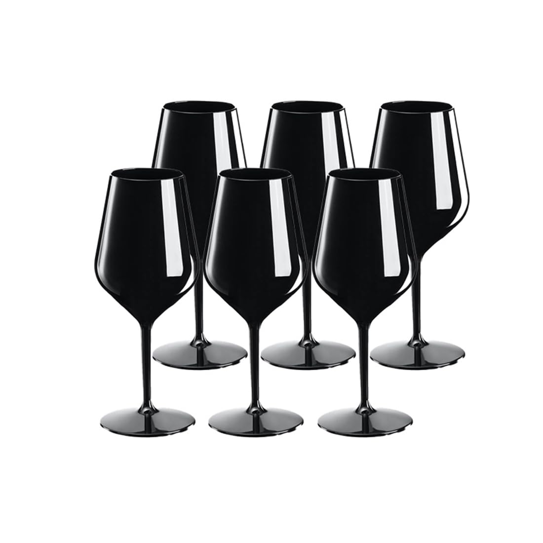 SPARKLERS CLUB Verre à Vin Wine Cocktail INCASSABLE 47cl couleur Noir - Lot de 6 - Verre Incassable en TRITAN, Réutilisable 350 Lavages, Prise en Main facile, Verre pour soirée et évènements