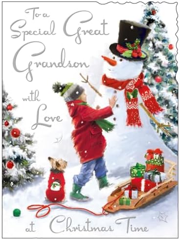 Weihnachtskarte "To A Special Grandson" Mit Bierflasche Design - 135x230 Mm, Goldgeprägt