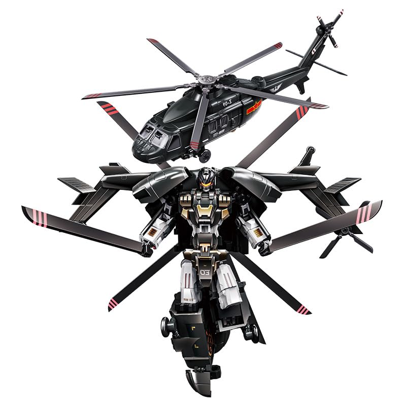 Z-20 Attack Helicopter Transforming Robot showing both forms and dimensions