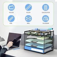Docnest 5 Tier Mesh Desk Organizer with Removable Tray&Pen Holder, Black — image 7