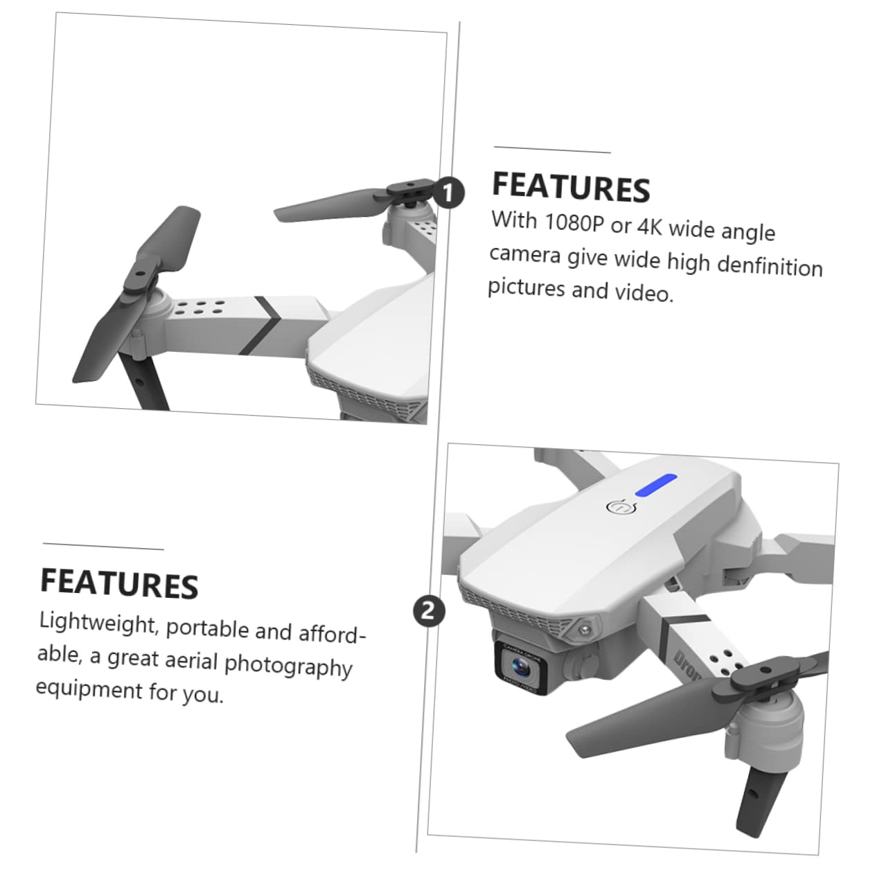 BESPORTBLE Dron Plegable E525 4k Doble Cámara, Transmisión en Real y Vuelo Estable, Adecuado para Fotografía Aérea Teléfono