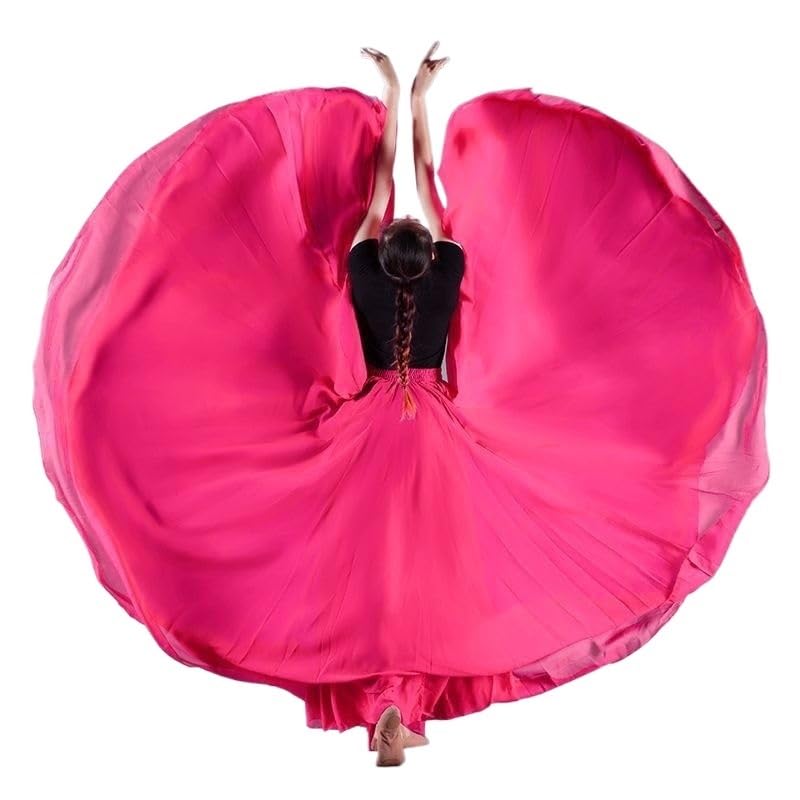 Jupe Longue Femme Jupe de Danse Classique 20 Couleurs 720 degrés for Femmes, Grande Jupe trapèze en Mousseline de Soie, Costume de Danse du Ventre, Jupes de Performance sur scène(Color-8,S)