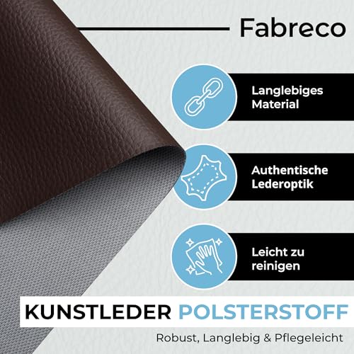 Fabreco - KUNSTLEDER Schwarz Meterware (1M x 140cm) – Lederimitat in Lederoptik - Bezugsstoff Meterware für Möbelstoffe - Stoffe für Stühle Beziehen - Polsterstoff, Polsterbezug & Möbelstoff (Schwarz)