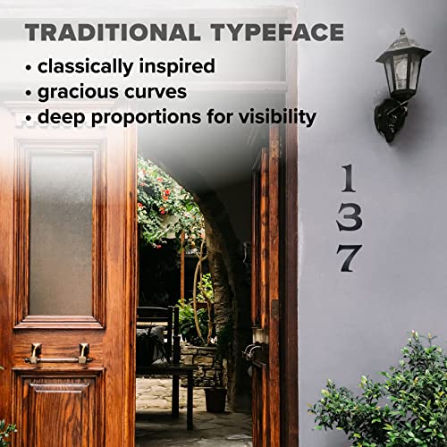 5” Powder Coated Steel Traditional House Number Direct Mount Rust Resistant Matte Black For House, Mailbox, Front Door, Business Address And Signage Usa Made #TOP6