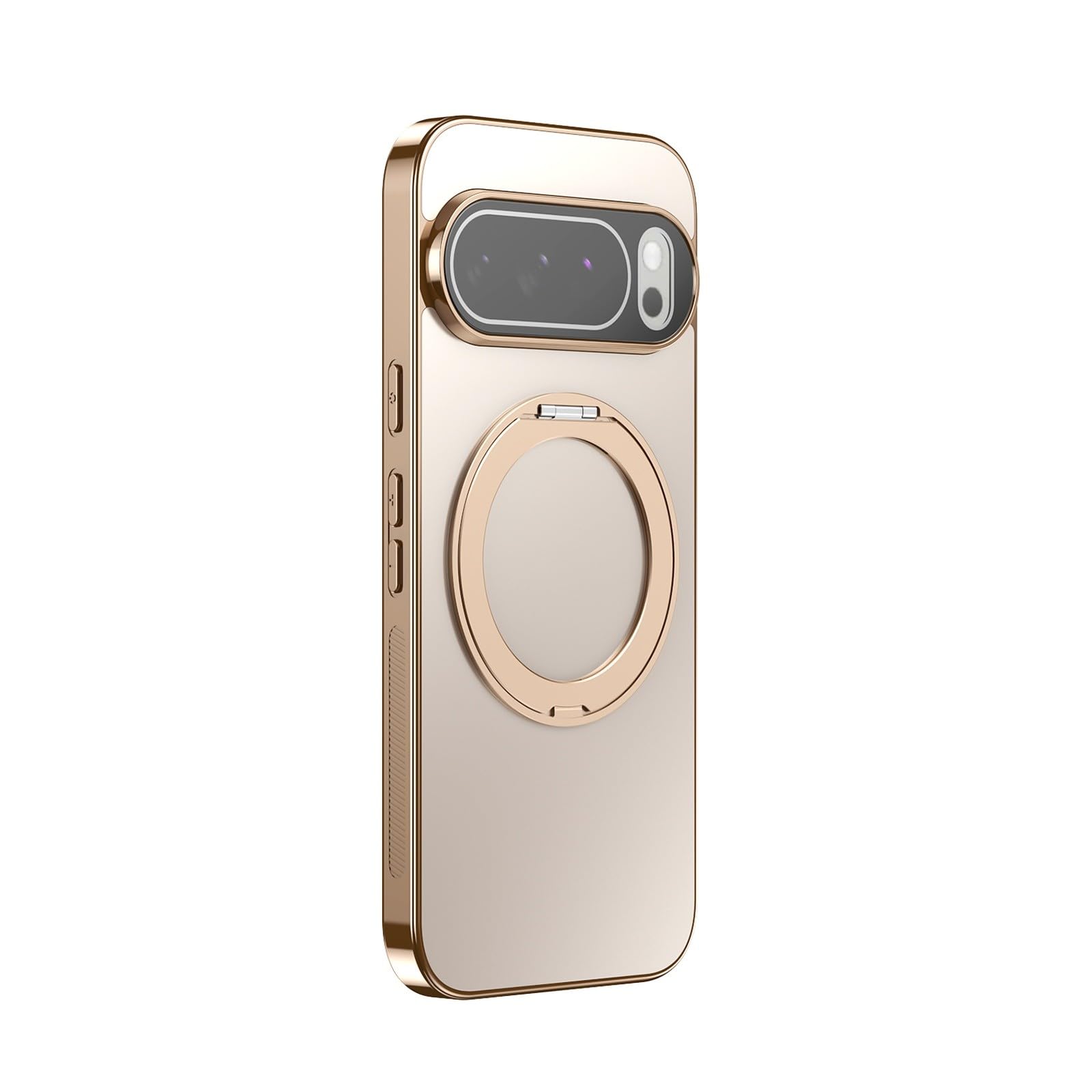 Generic Funda compatible con Google Pixel 9 Pro XL (color: oro desierto) carcasa rígida con soporte de metal esmerilado