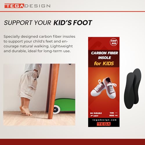 Image of Kids' Carbon Fiber Insoles for Idiopathic Toe Walking - 1 Pair - Rigid Shoe Inserts to Correct Tiptoe Walking - Toddlers and Big Kids Insert (Toddler 9)