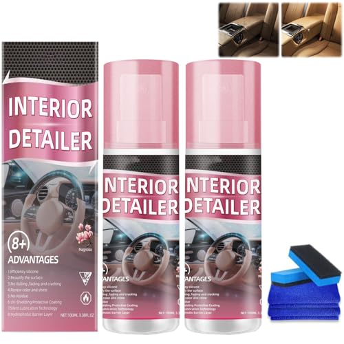 2PCS Polishing Cleaner Car Interior 2026 Car Interior Cleaner Spray 100ml Multi-Surface Car Interior Detailing Cleaner Suitable for Cleaning Rubber Plastic and Leather Surfaces Inside Vehicles