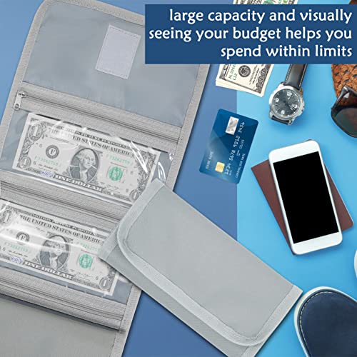 Image of Money Organizer with Zipper,Cash Envelopes Budget Binder, Gray Green