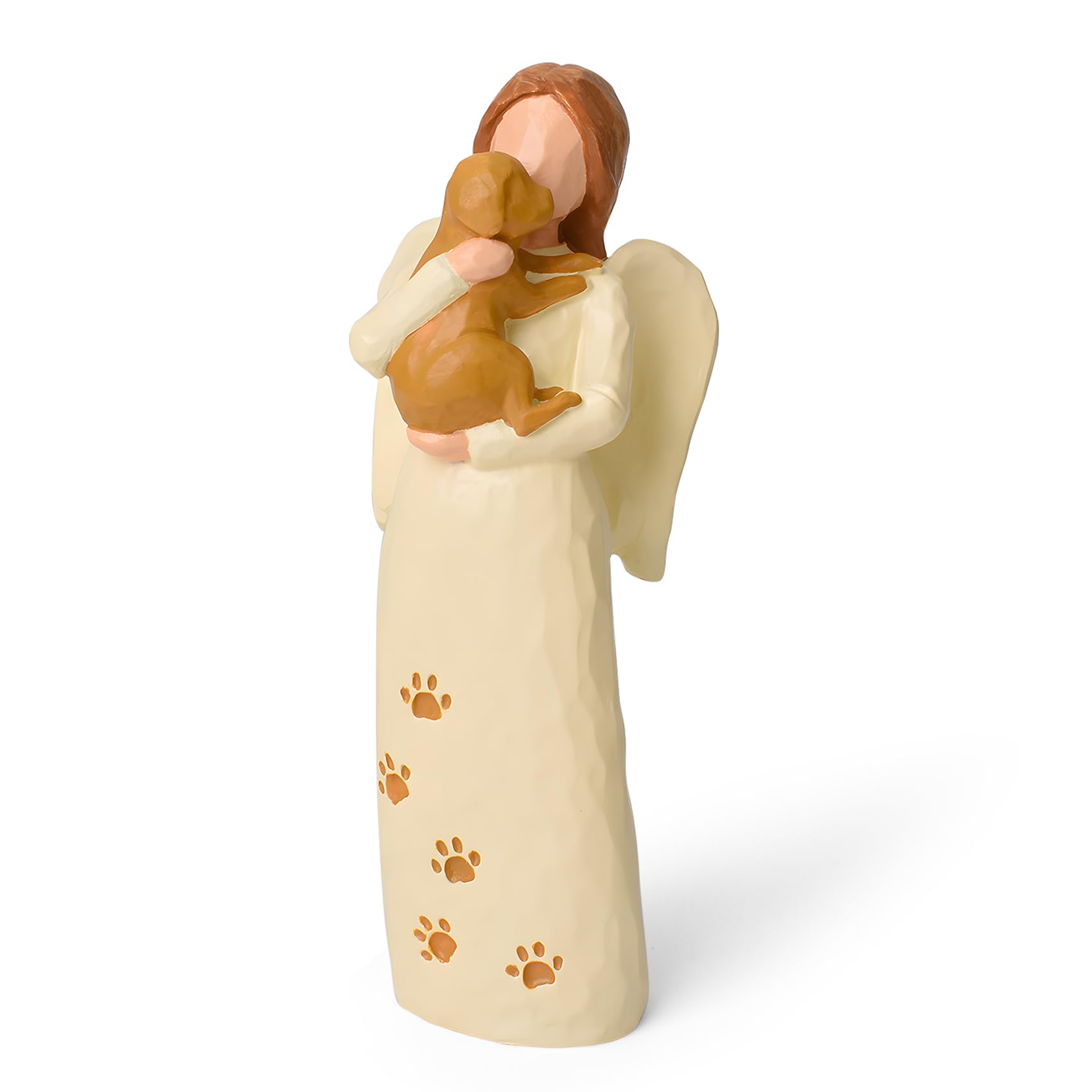 Cuayaes Statua di Angelo Custode del Cane, Regali Commemorativi per Cani, Regali di Condoglianze per la Perdita di Cane, Sculture di Collezione di Resina Disegnate a Mano, Decorazioni di Angeli