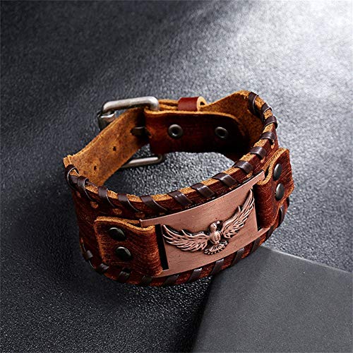 Image of GelConnie Viking Bracelet Punk Leather Cuff Bracelet Gothic Leather Wristband Bracelet with Nordic Amulet Scandinavian Talisman Celtic Pagan Jewelry