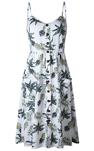 image for Angashion Women's Dresses-Summer Floral Bohemian Spaghetti Strap Butto