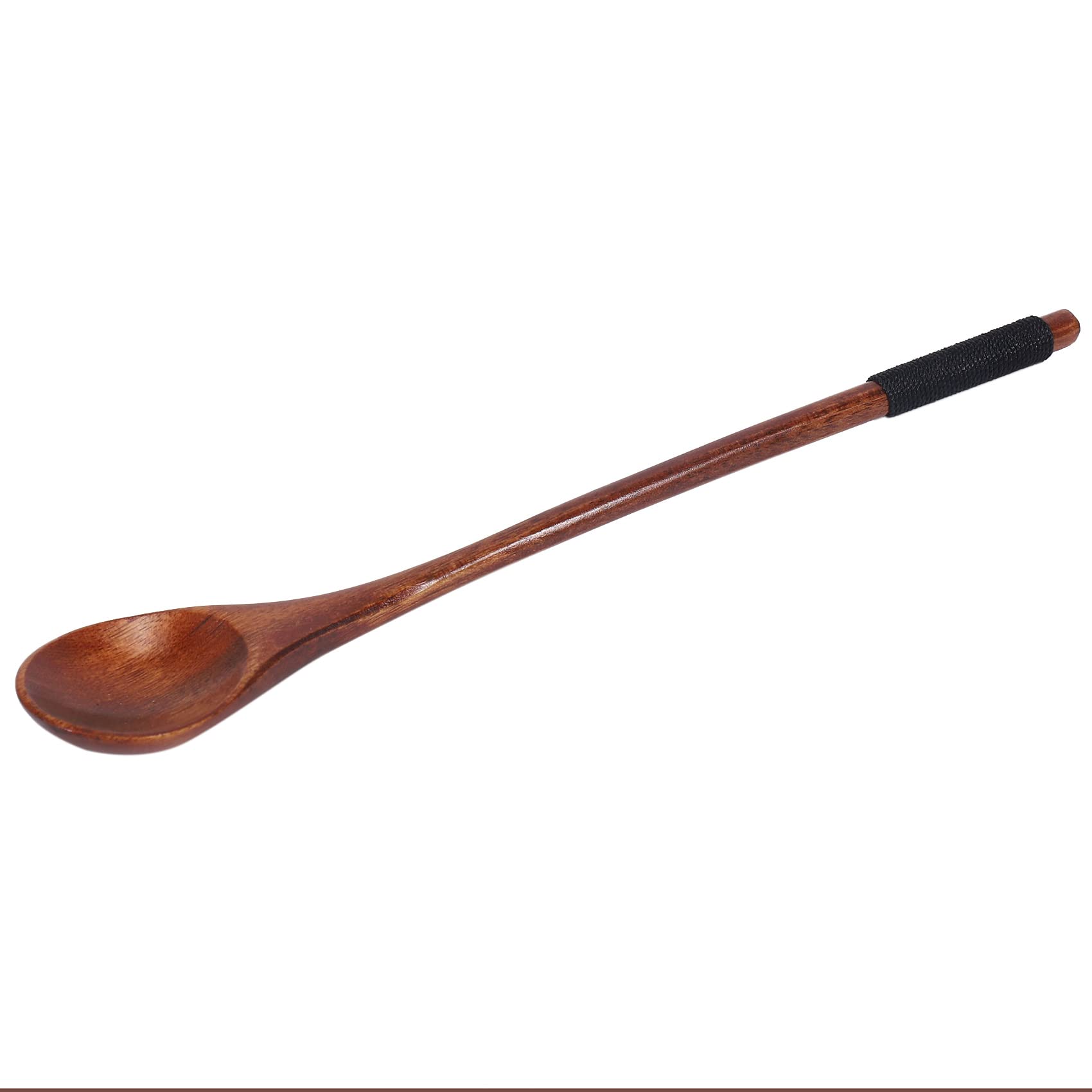 yksiahfi 6Pcs Long Handled Wooden Spoons Wood Tea Coffee Spoon Japanese Style Dessert Spoon Set Honey Mixing Spoon Wood Tableware