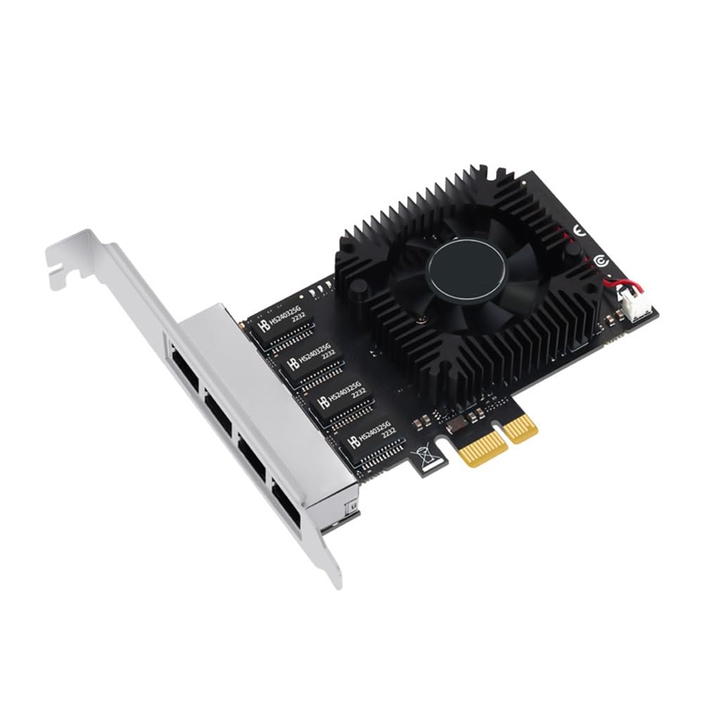 1 x Scheda di rete POE PCIE 4 porte in plastica e metallo 10/100/1000/2500Mbps Convertitore Ethernet industriale Gigabit 20G PCIE X4 con chip 8125BG