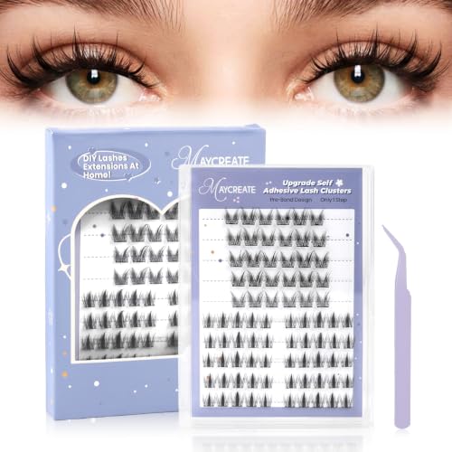 Image of MAYCREATE 80pcs Self Adhesive Eye Lashes for Women Cat & Fairy Cluster Lashes 2 Styles 8-11mm False Fake Eyelashes Anime Eyelash Pre Glued Lash Clusters with Tweezer for Daily Wear or Parties