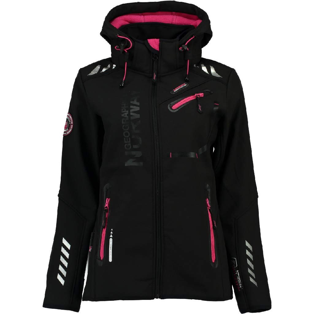 Geographical Norway Women's Black 007 Softshell Function Outdoor Rain Jacket Sports - L