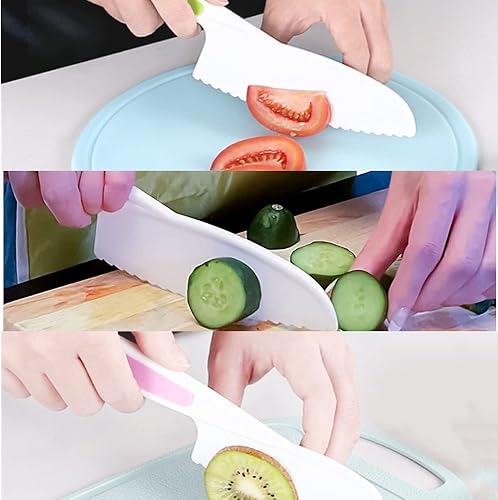 Miniatura 4 de Juego de 6 cuchillos para niños, cuchillos de cocina seguros para niños, cuchillo de cocina de nailon para niños, cortador de arrugas, bordes
