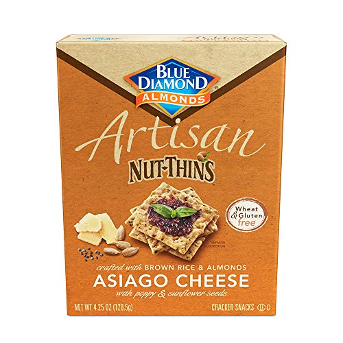Blue Diamond Almonds Artisan Nut-Thins Cracker Crisps, Asiago Cheese, 4.25 Ounce Blue Diamond Almonds Artisan Nut-Thins Cracker Crisps, Asiago Cheese, 4.25 Ounce