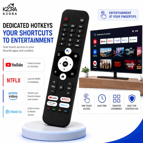 Image of K2 Remote Compatible for Haier Smart Android TV HTR-U31 - Works with Haier 4K LED QLED FHD UHD Models | Non-Voice Replacement | 2-Year Warranty